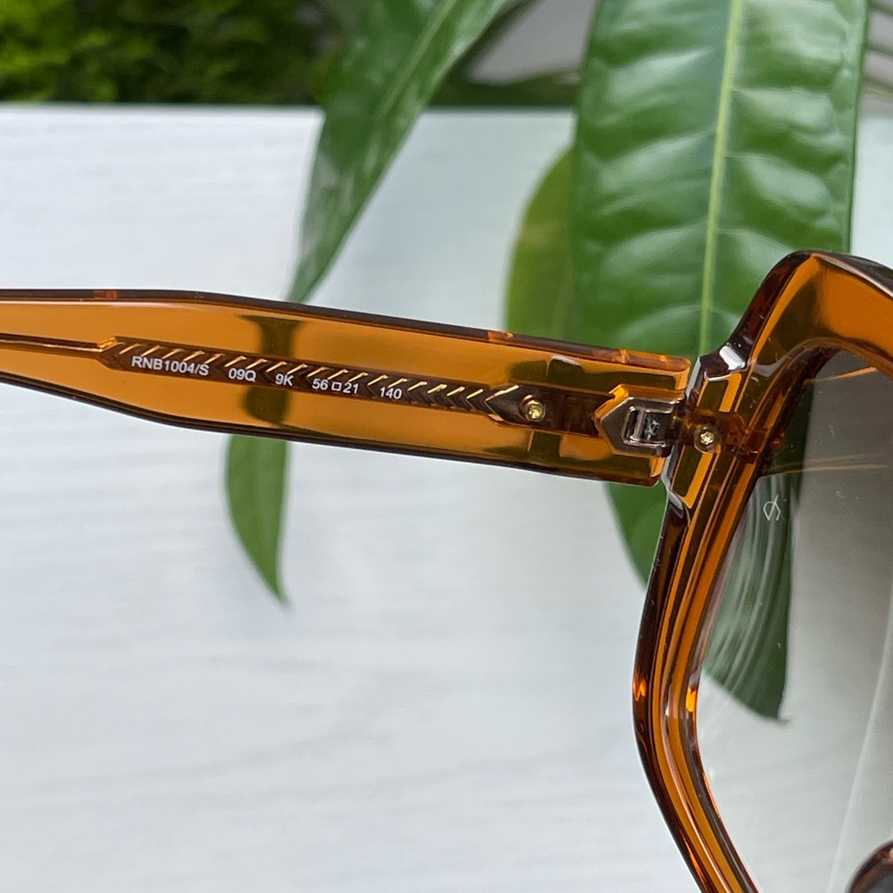 Rag & Bone Square 56mm Oversized Sunglasses with Orange / Brown Frame - Picture 10 of 16